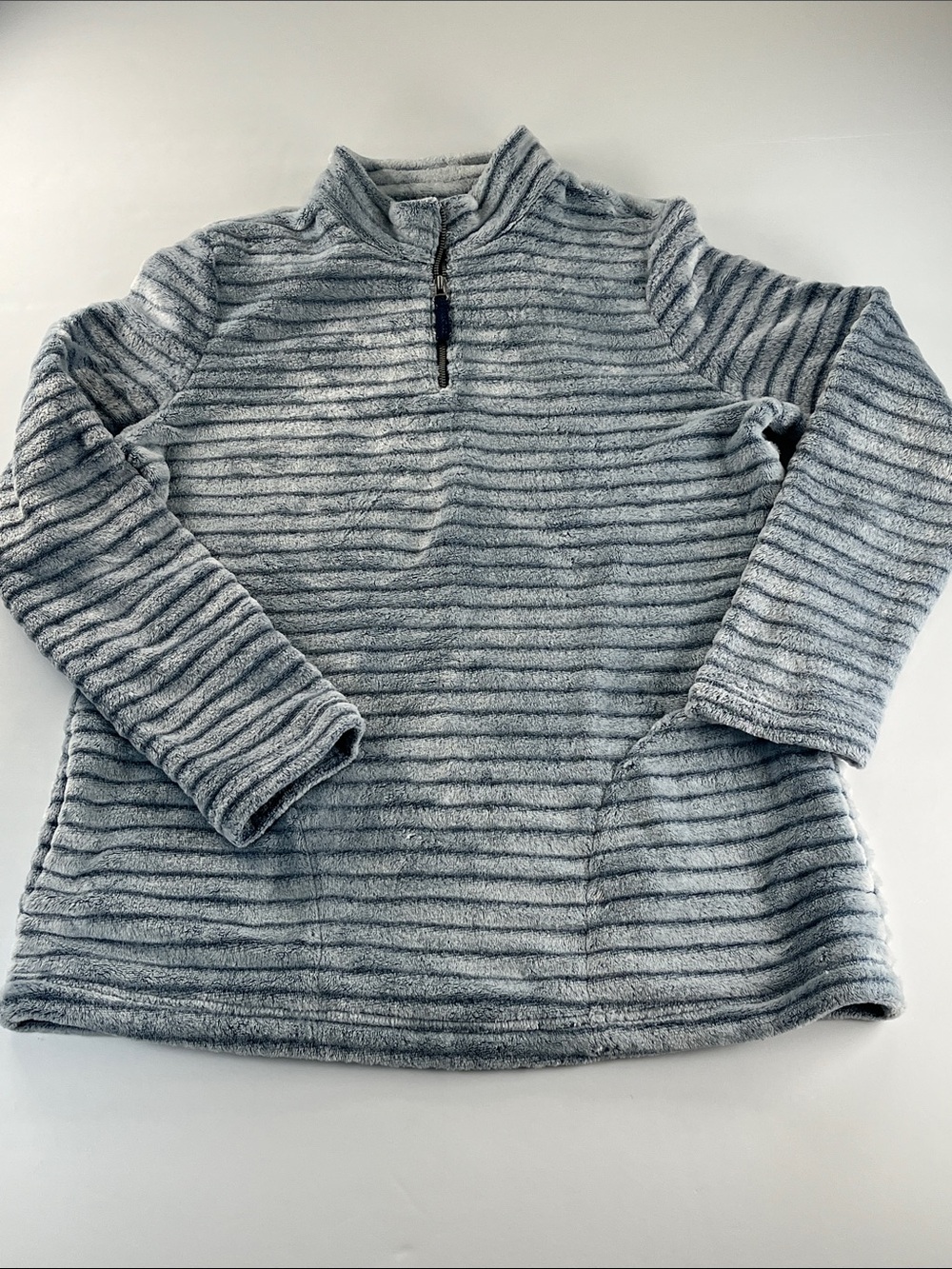Chico's Weekends Light Blue Ribbed Quarter-Zip Mock Neck Pullover Sz 0/S